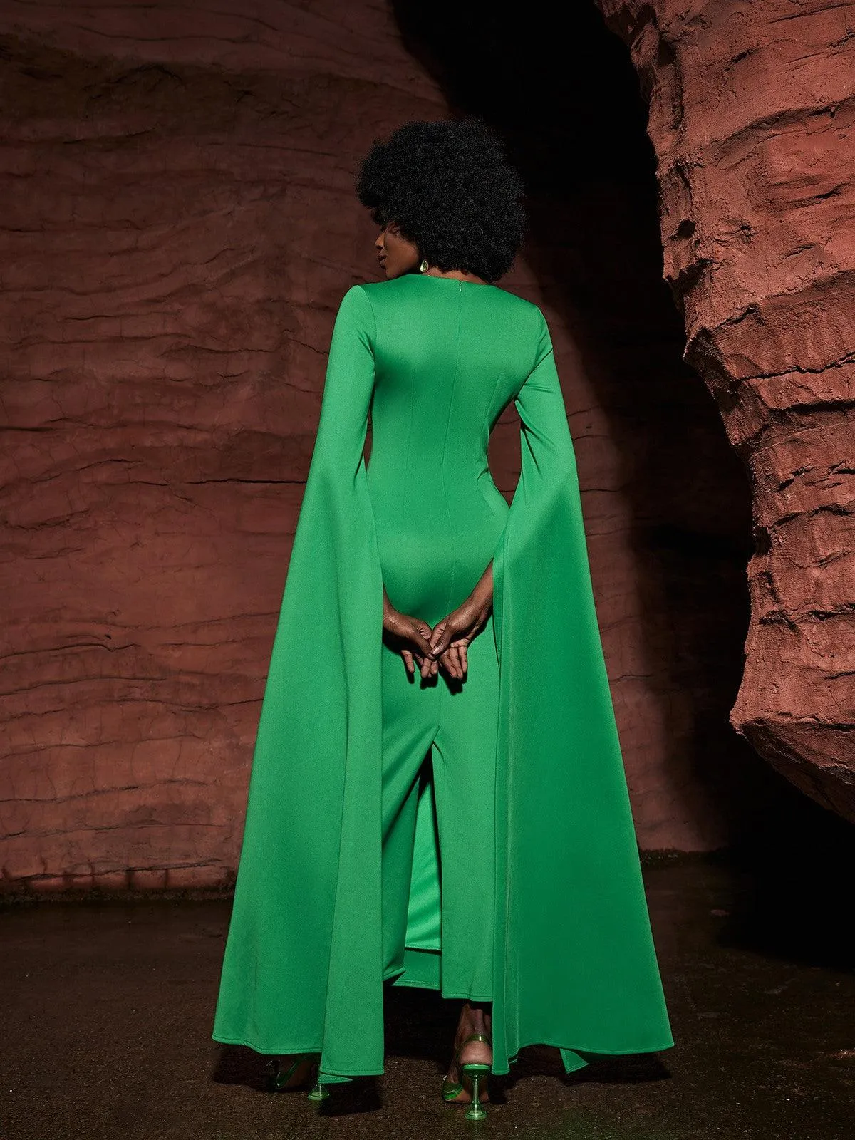 Gertie Long Sleeve Cutout Maxi Dress In Green sold by Mew Mews product image thumbnail 5