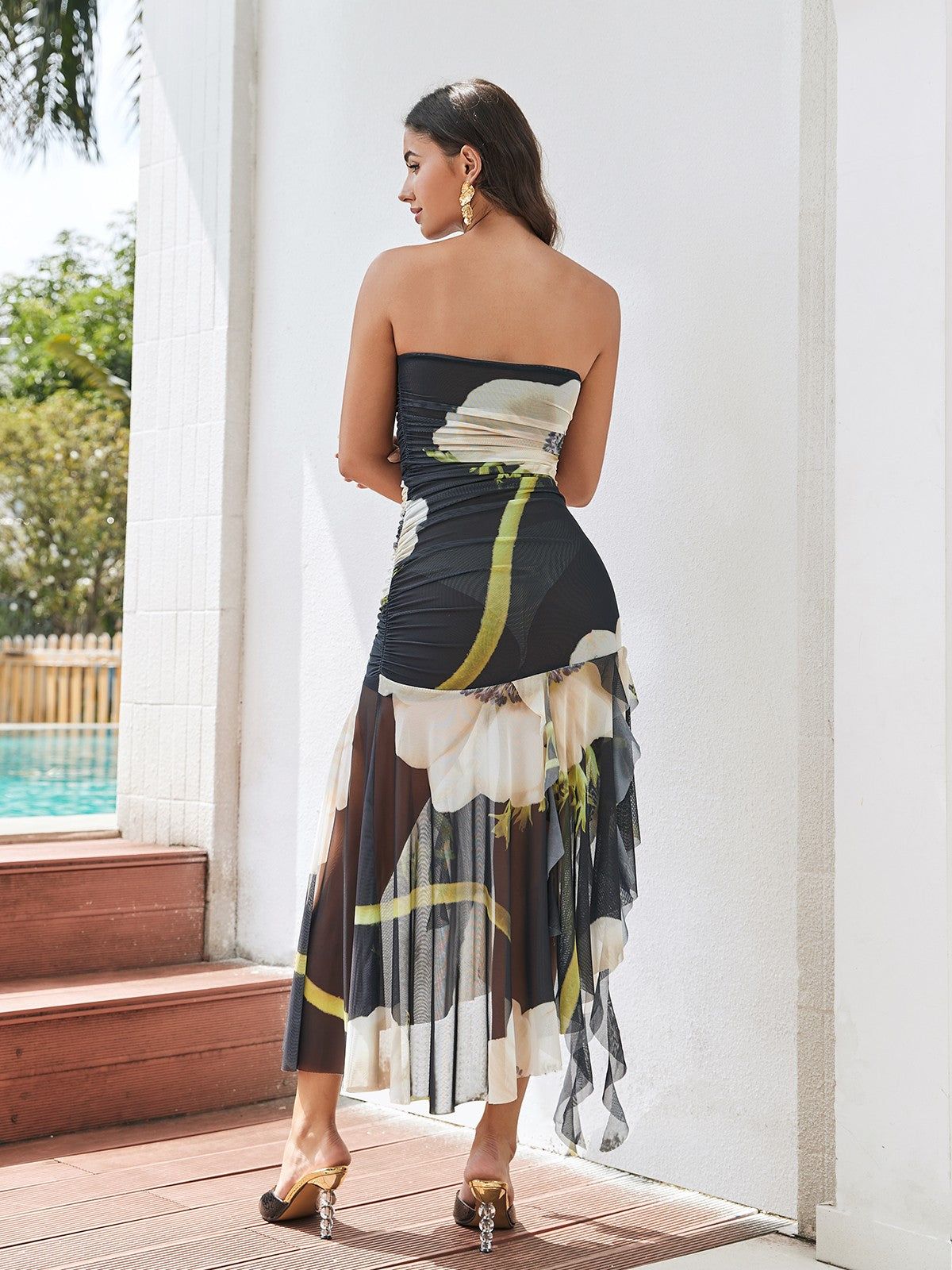 Lunaria Patchwork Strapless Floral Printed Dress sold by Mew Mews product image thumbnail 5