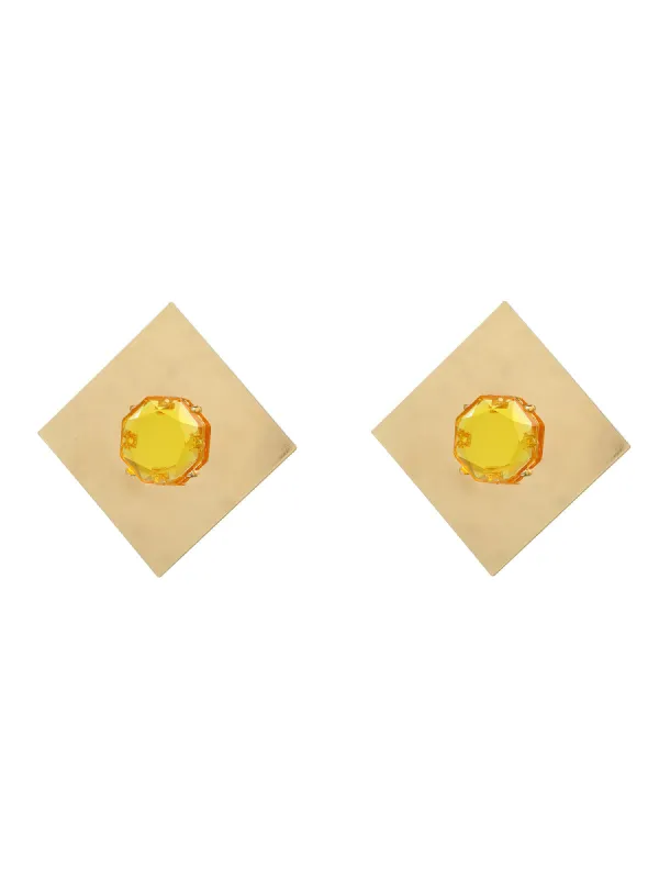 Emiliano Square Rhinestone Earrings sold by Mew Mews