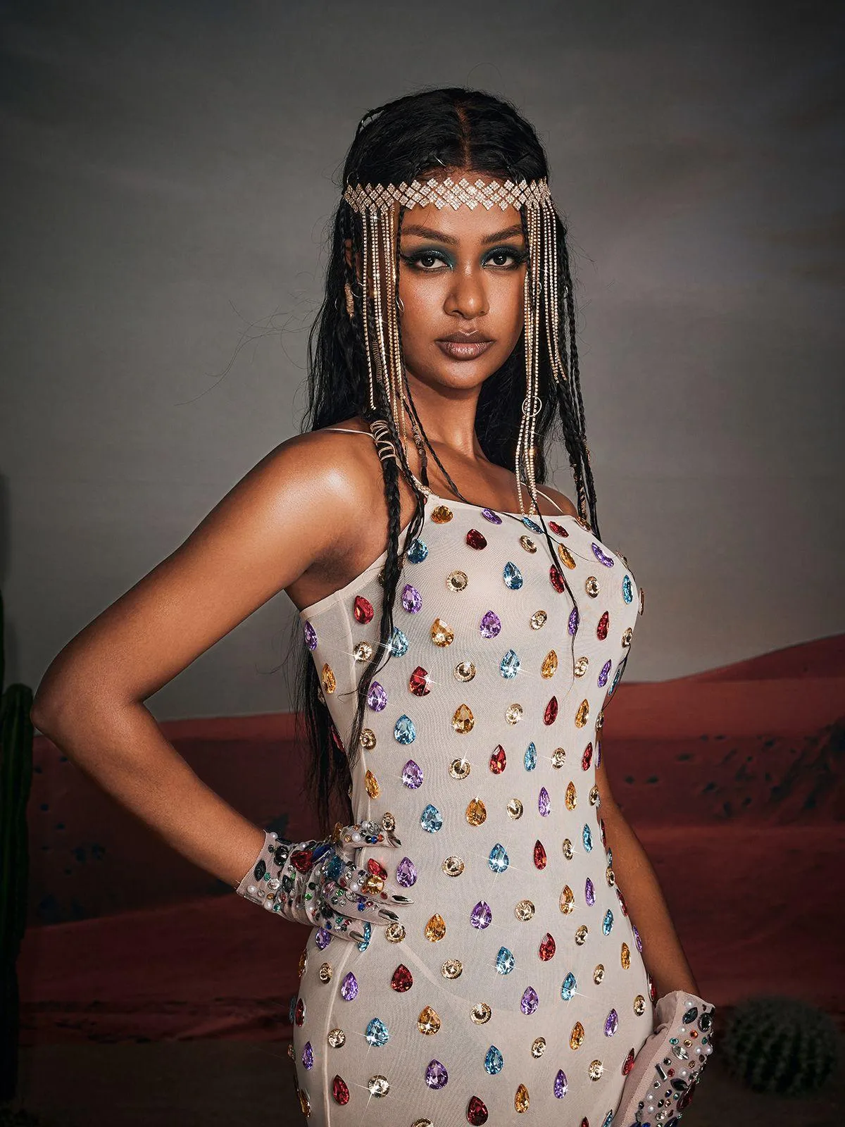 Edgar Spaghetti Rhinestone Mini Dress sold by Mew Mews product image thumbnail 5