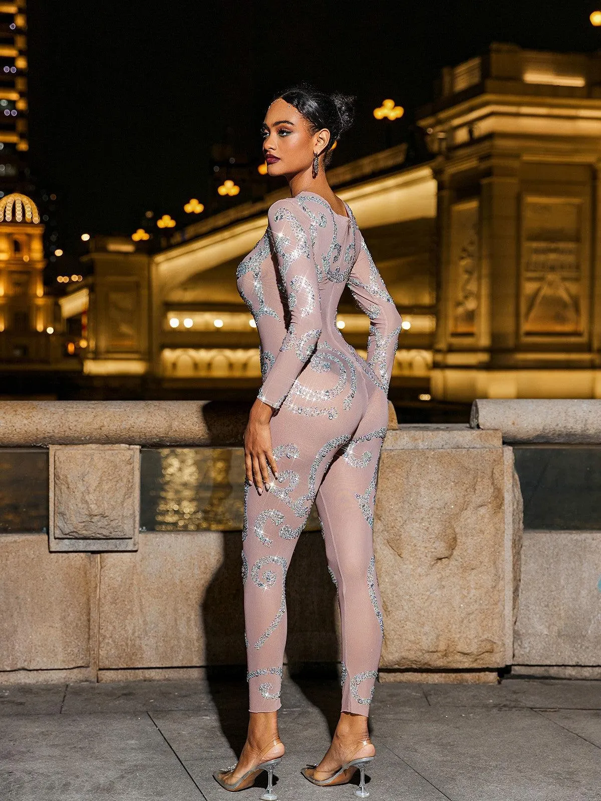 Hanifa Body Printed Rhinestone Jumpsuit sold by Mew Mews product image thumbnail 5