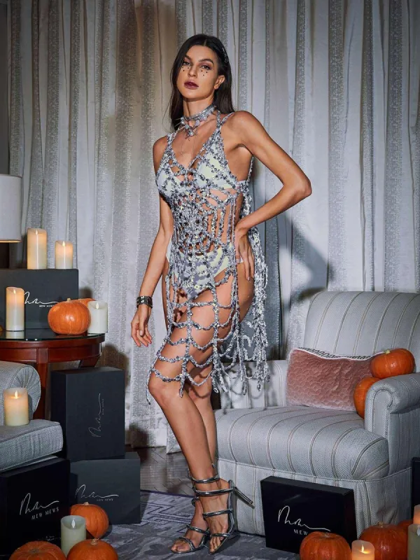 Lycan Spaghetti Cobweb Hollow Dress sold by Mew Mews