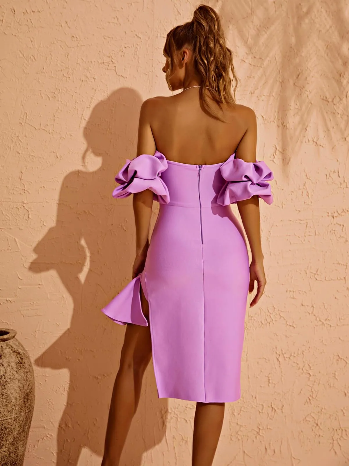 Fallon Off Shoulder Puff Sleeves Bandage Dress sold by Mew Mews product image thumbnail 5