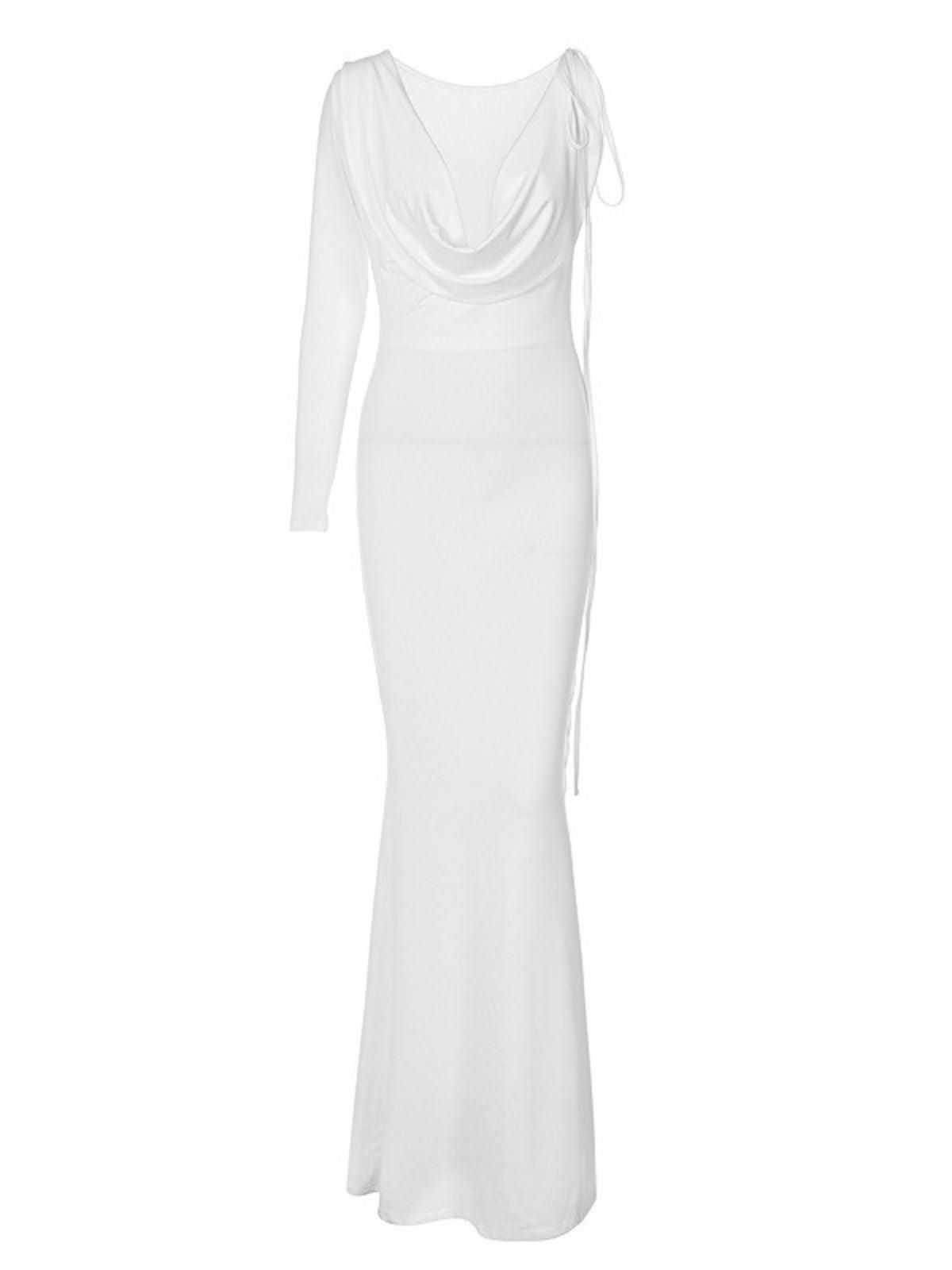 Meliora One Shoulder Backless Maxi Dress In White sold by Mew Mews product image thumbnail 7