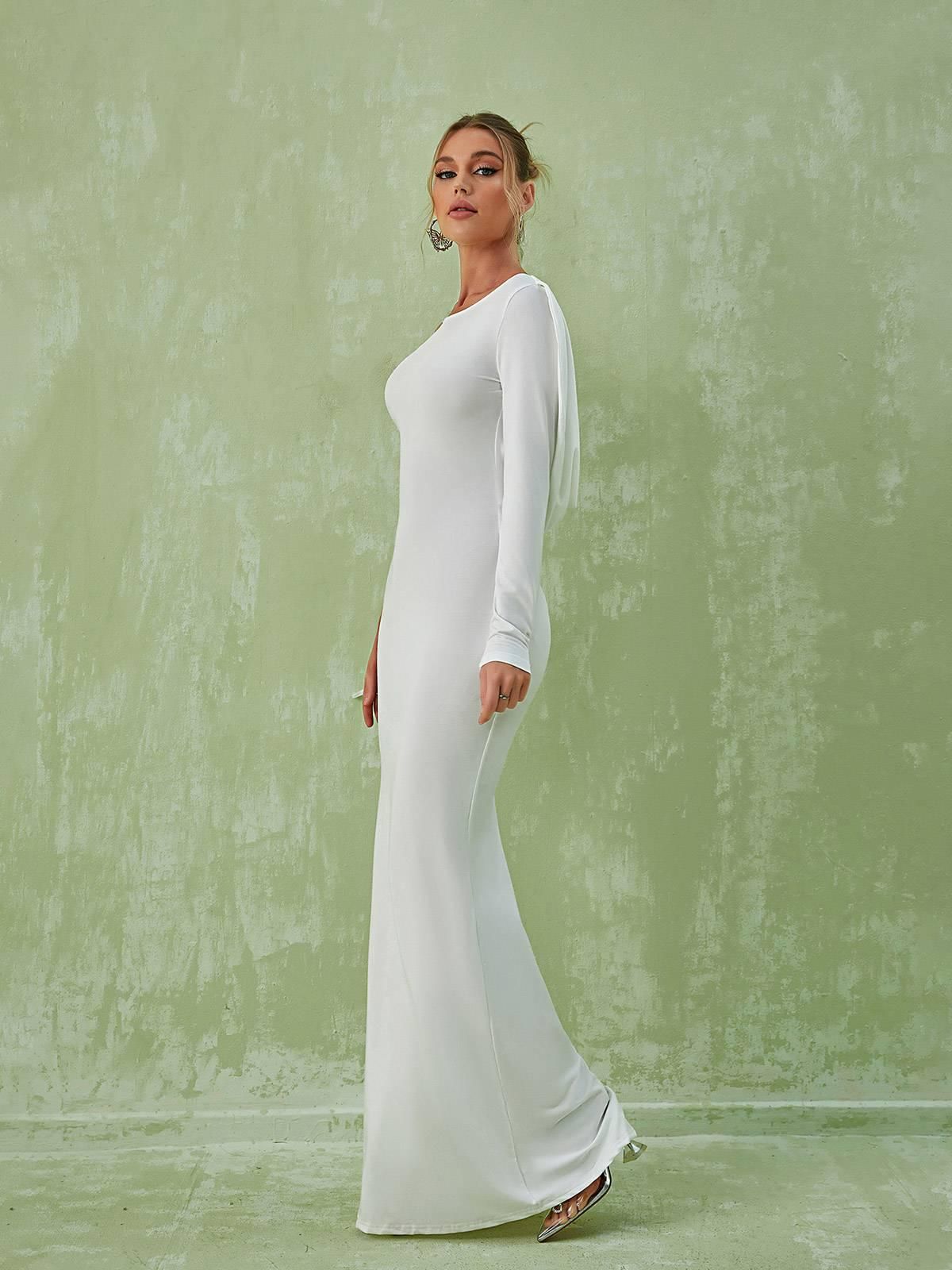 Meliora One Shoulder Backless Maxi Dress In White sold by Mew Mews product image thumbnail 6