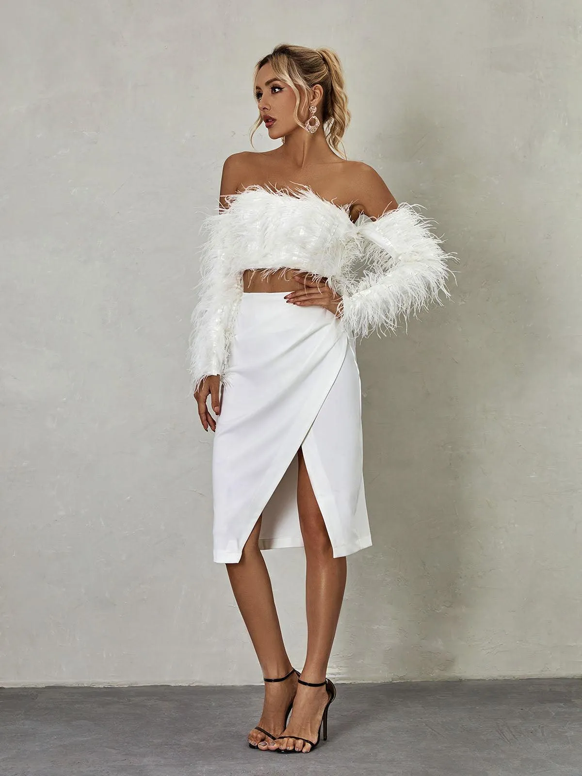 Libbi Long Sleeve Feather Skirt Set sold by Mew Mews product image thumbnail 2