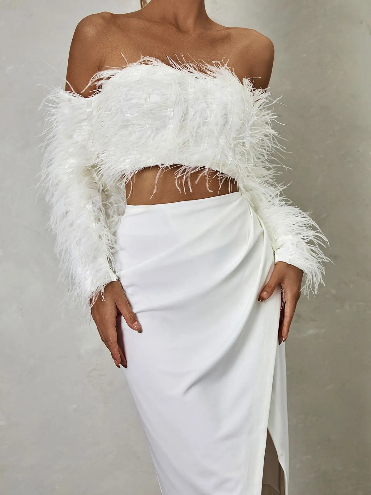 Libbi Long Sleeve Feather Skirt Set sold by Mew Mews product image thumbnail 5