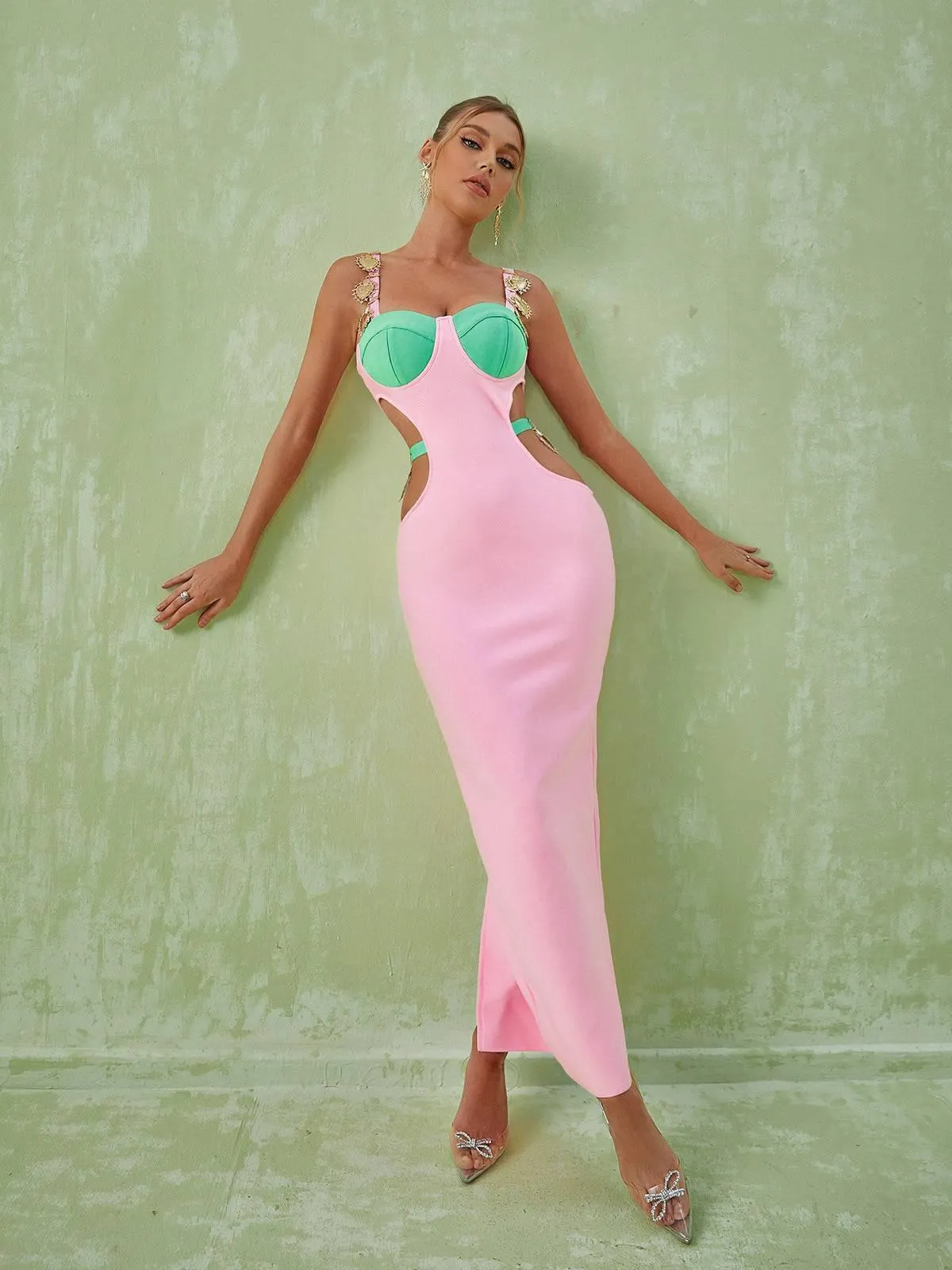 Margaux Embellished Cutout Maxi Dress In Pink sold by Mew Mews product image thumbnail 2