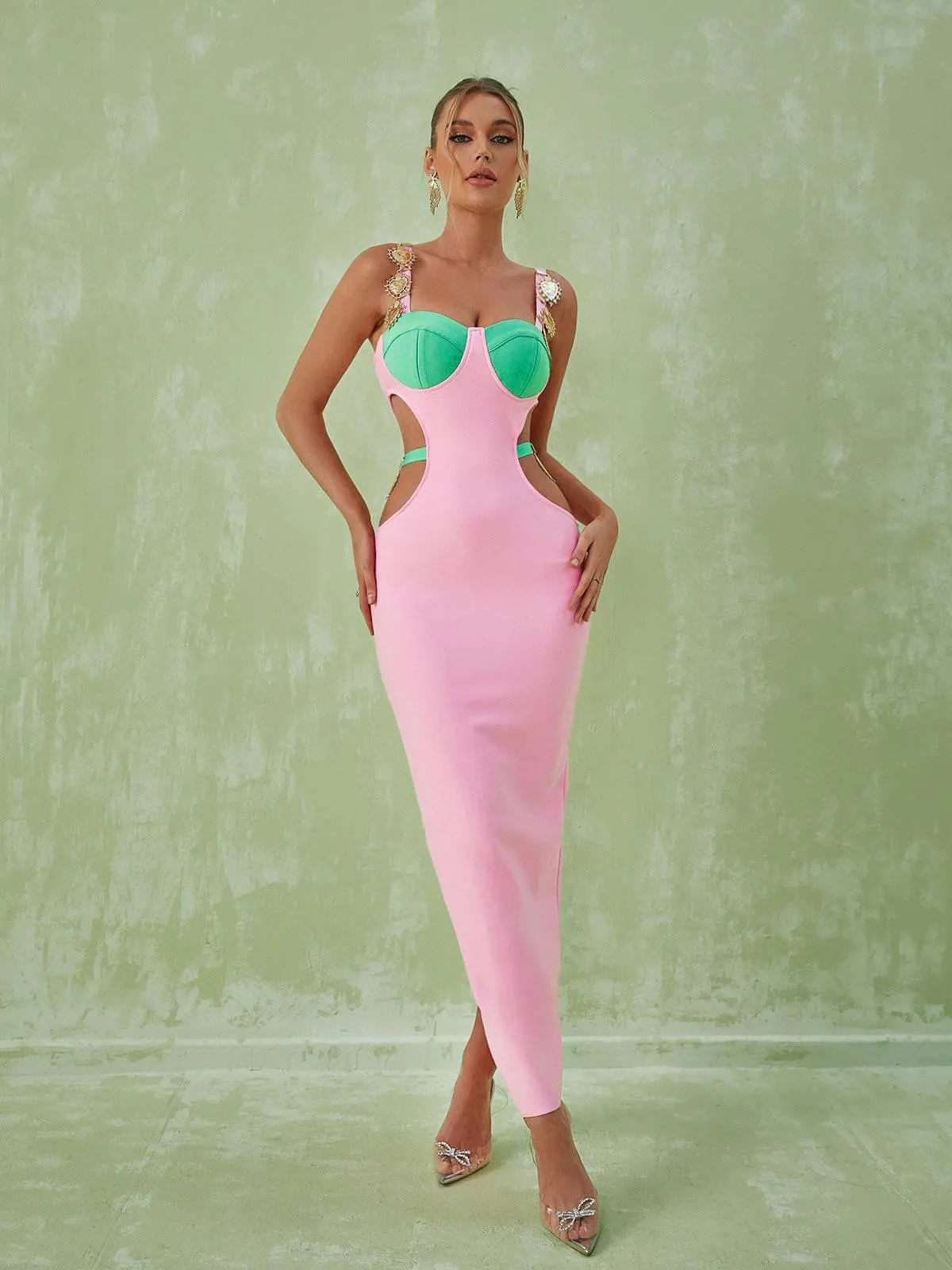 Margaux Embellished Cutout Maxi Dress In Pink sold by Mew Mews product image thumbnail 3