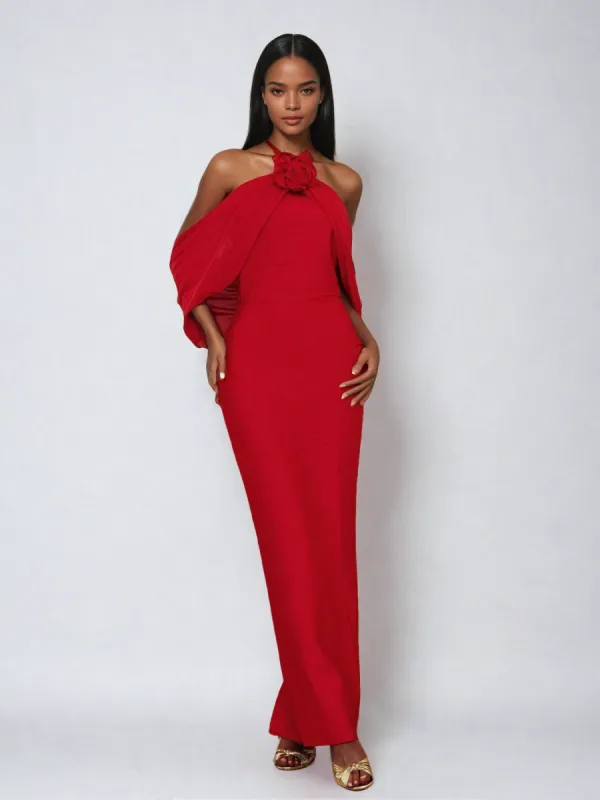 Morris Draped Flower Maxi Dress sold by Mew Mews