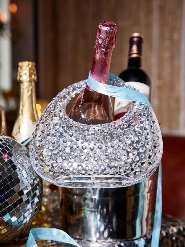 Asher Clear Embellished Bag In White sold by Mew Mews