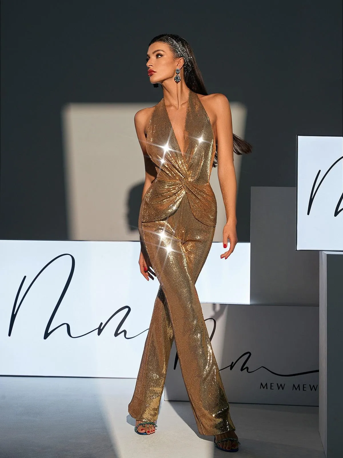 Enoch Backless Twisted Sequin Jumpsuit sold by Mew Mews product image thumbnail 2