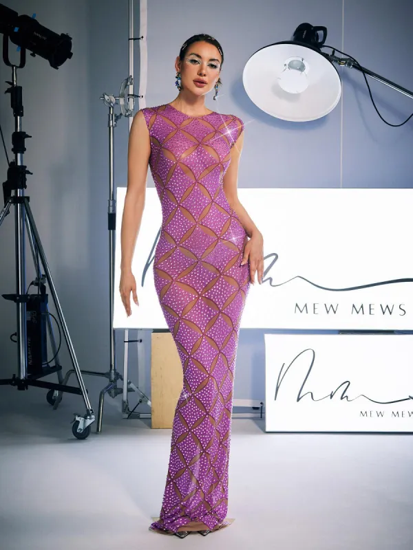 Cherish Sleeveless Crystal Maxi Dress sold by Mew Mews