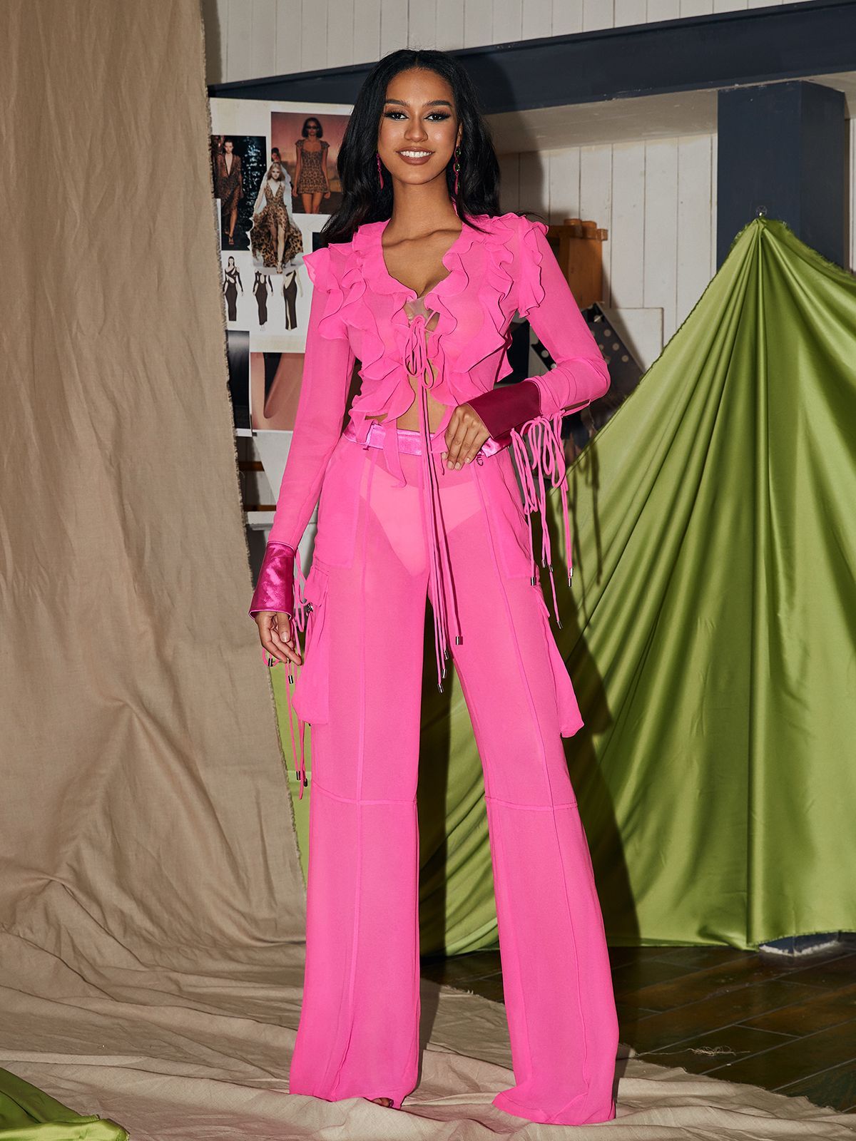 Posy Patchwork Lace Up Ruffle Pants Set sold by Mew Mews