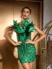 Aydin Strapless Sequin Feather Mini Dress sold by Mew Mews