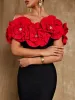 Creed Off Shoulder Flower Bandage Dress In Red sold by Mew Mews