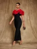 Creed Off Shoulder Flower Bandage Dress In Red sold by Mew Mews