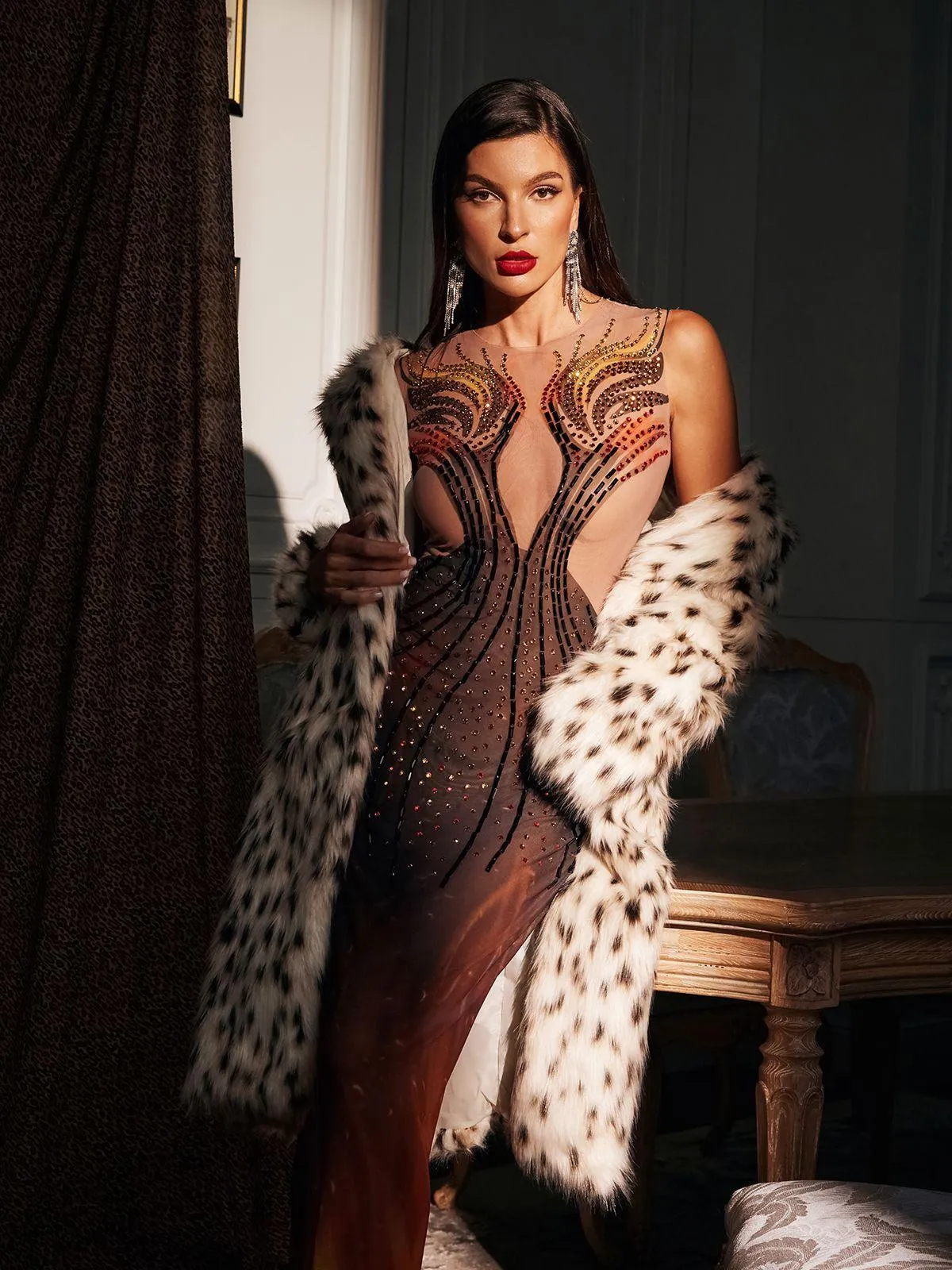 Bellezza Printed Rhinestone Maxi Dress sold by Mew Mews product image thumbnail 4