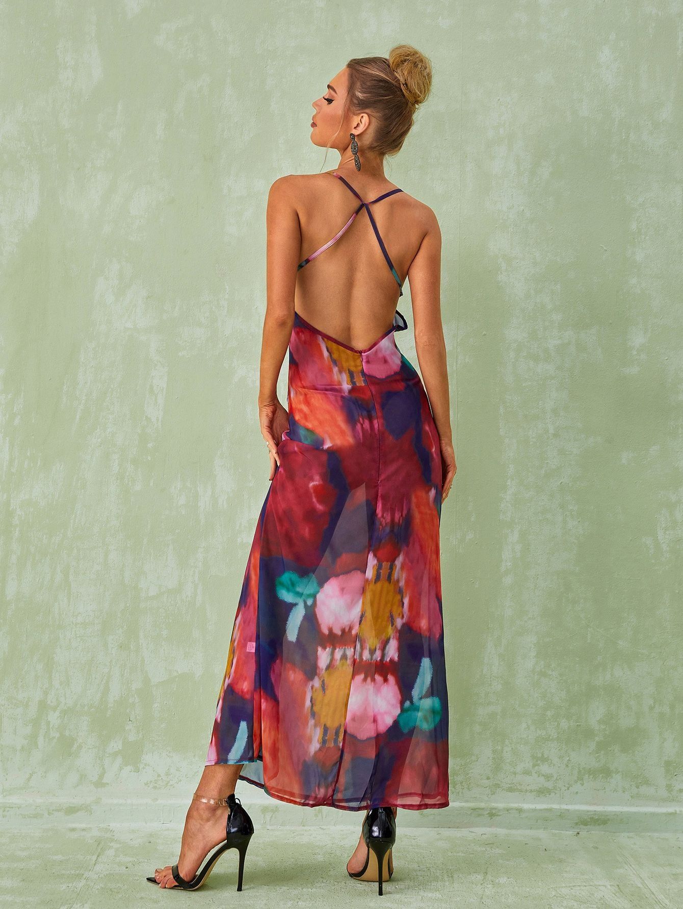 Svea Lace Floral Printed Maxi Dress In Red sold by Mew Mews product image thumbnail 2