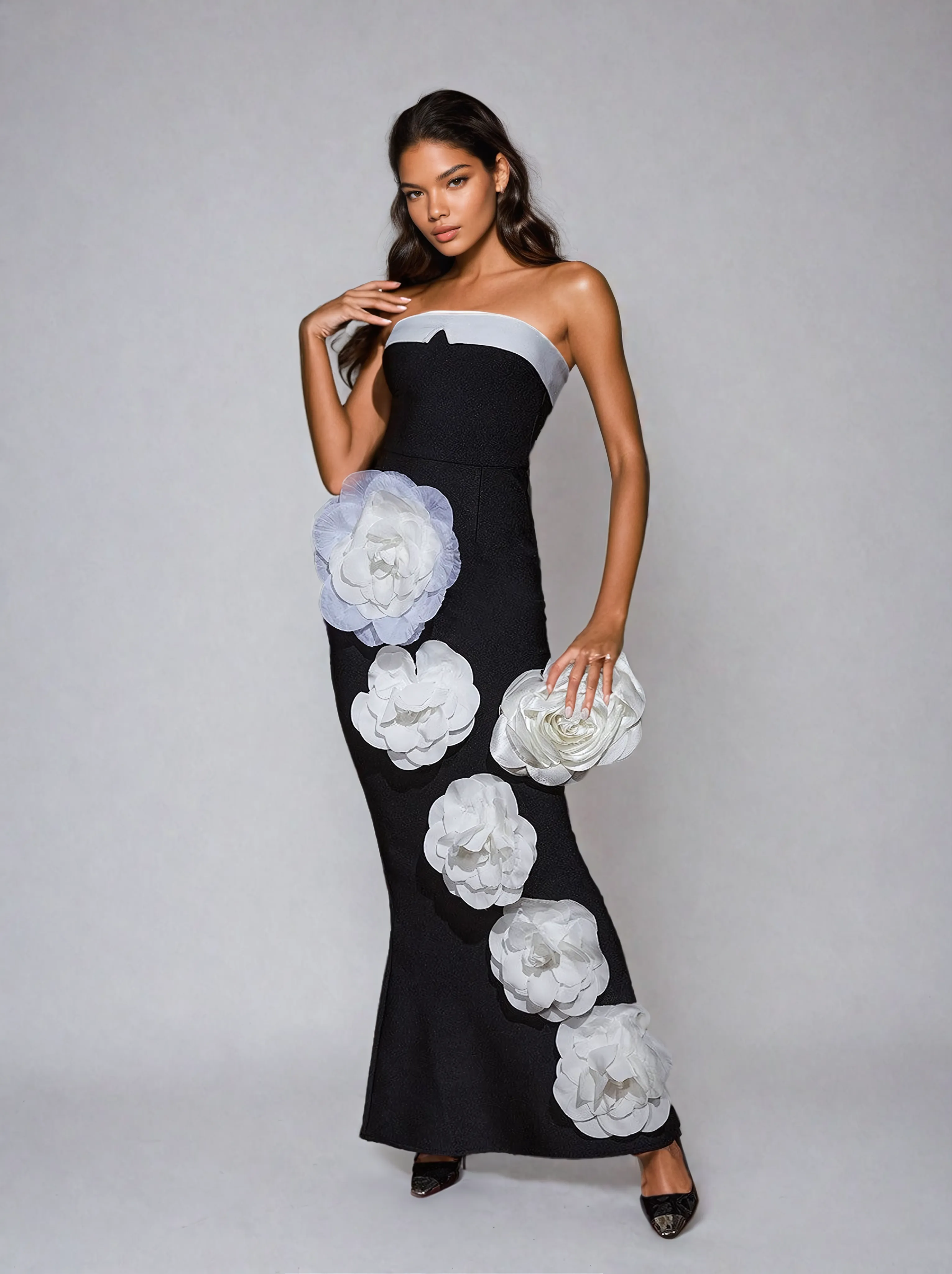 Carol Flower Embellished Bandage Maxi Dress sold by Mew Mews