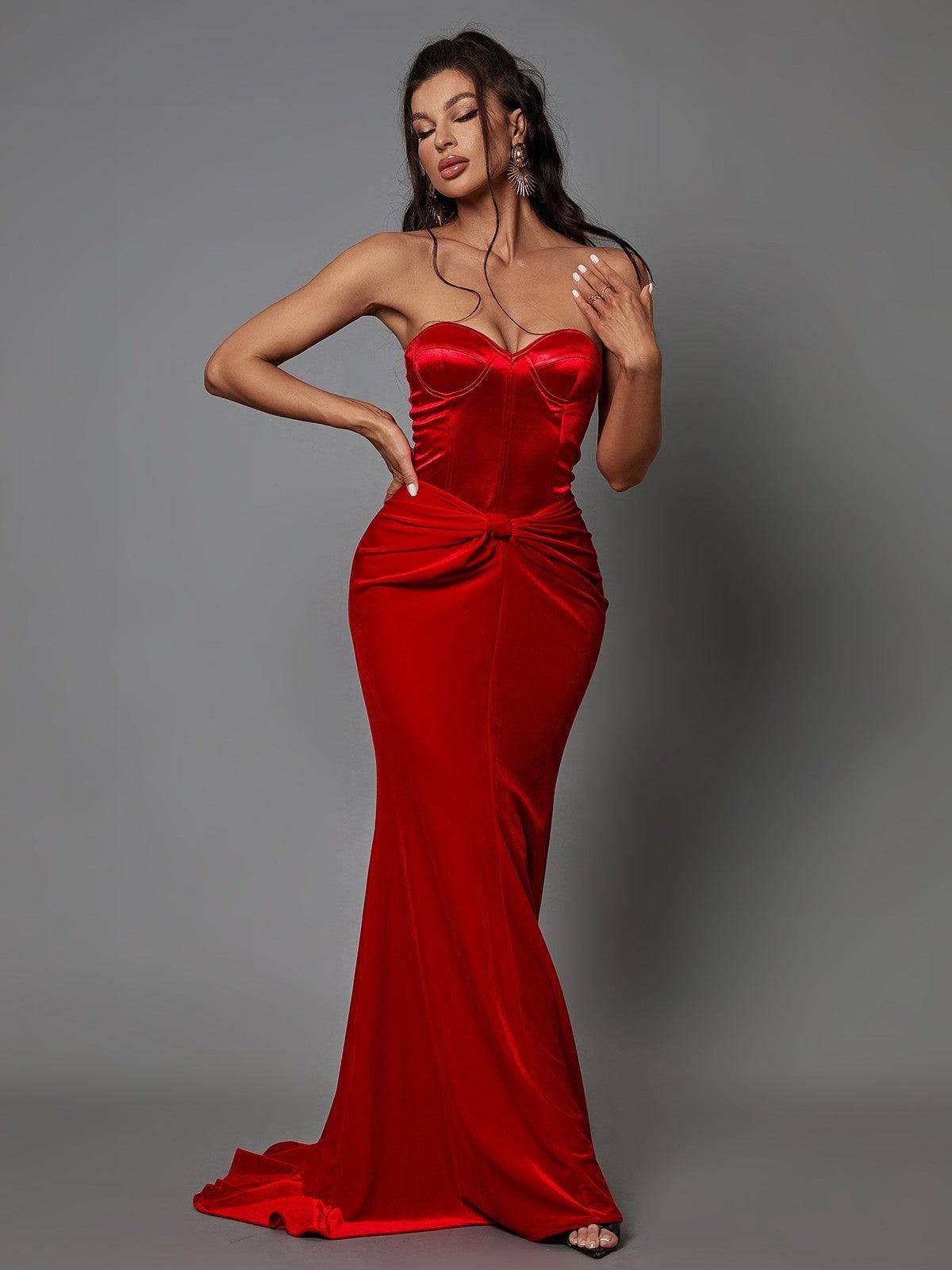 Natalia Strapless Velvet Maxi Dress sold by Mew Mews product image thumbnail 2