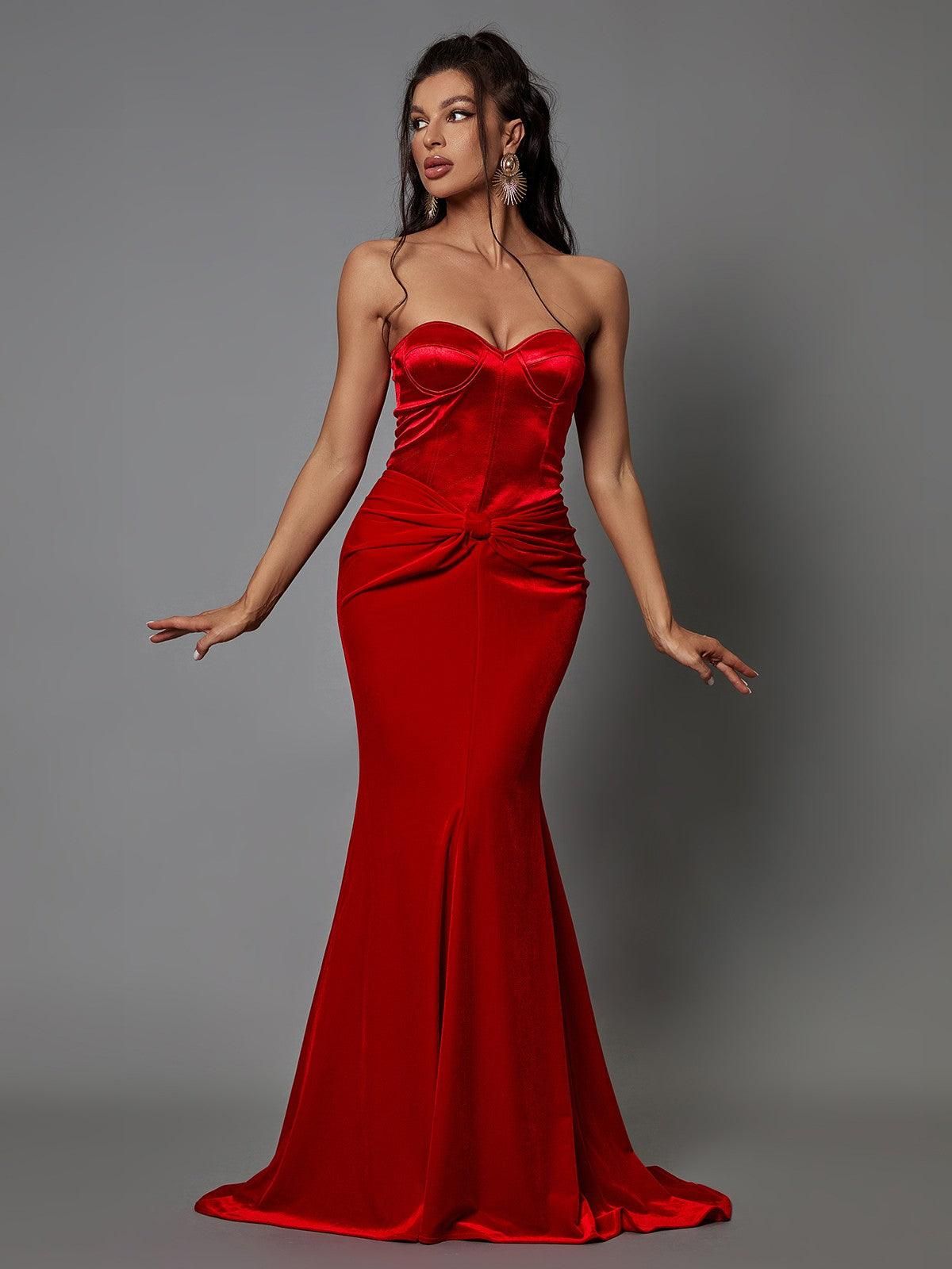Natalia Strapless Velvet Maxi Dress sold by Mew Mews product image thumbnail 5