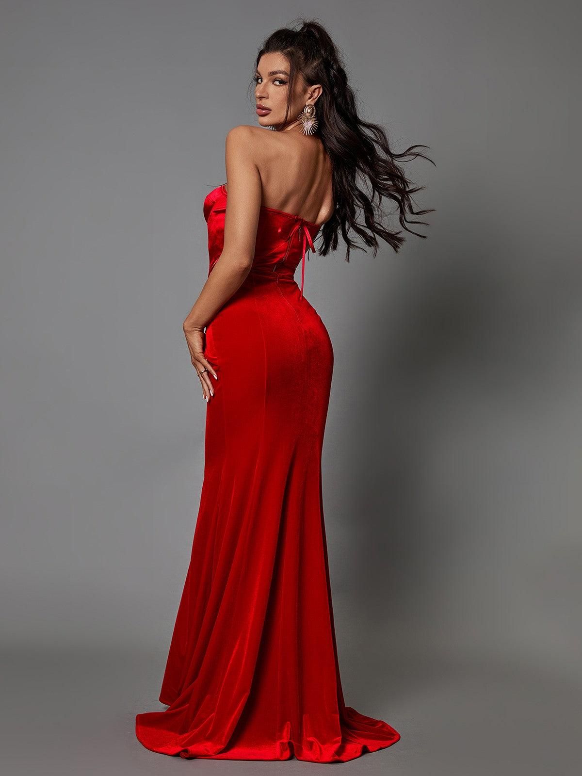 Natalia Strapless Velvet Maxi Dress sold by Mew Mews product image thumbnail 6