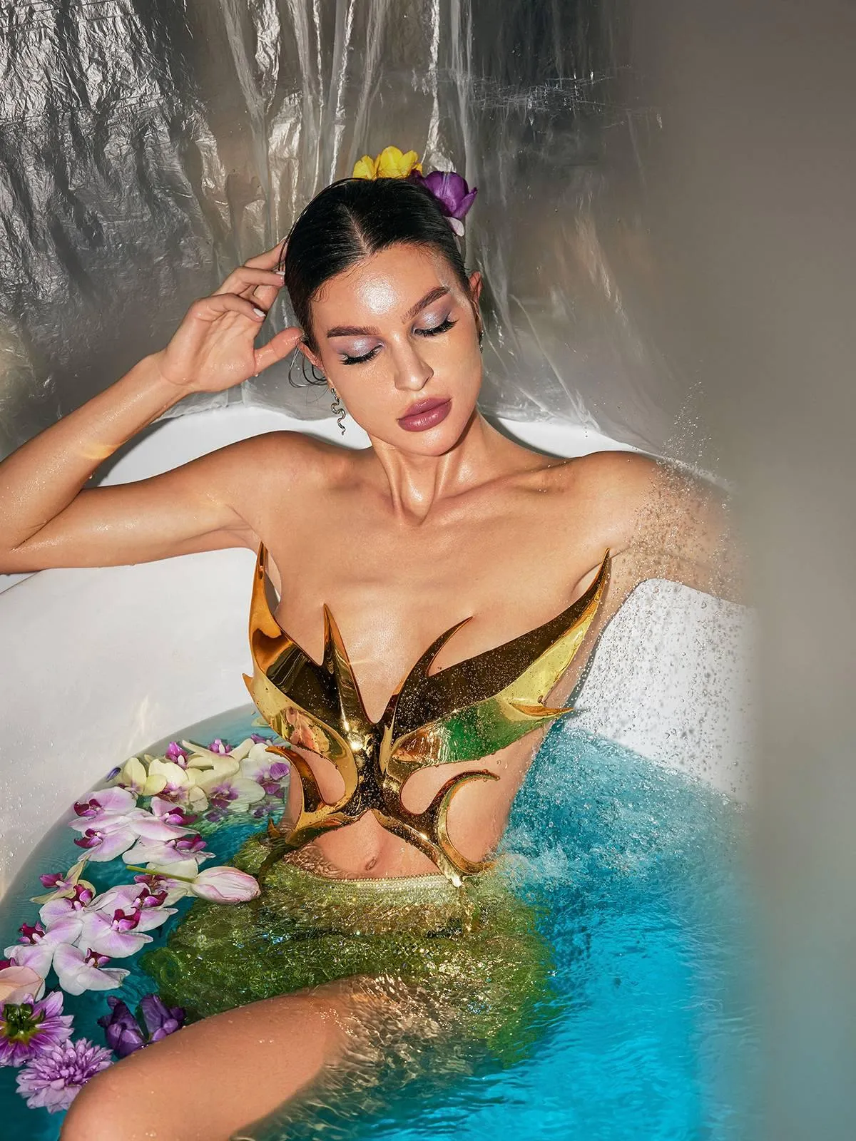 Ilya Butterfly Glossy Armor Top In Gold sold by Mew Mews product image thumbnail 5