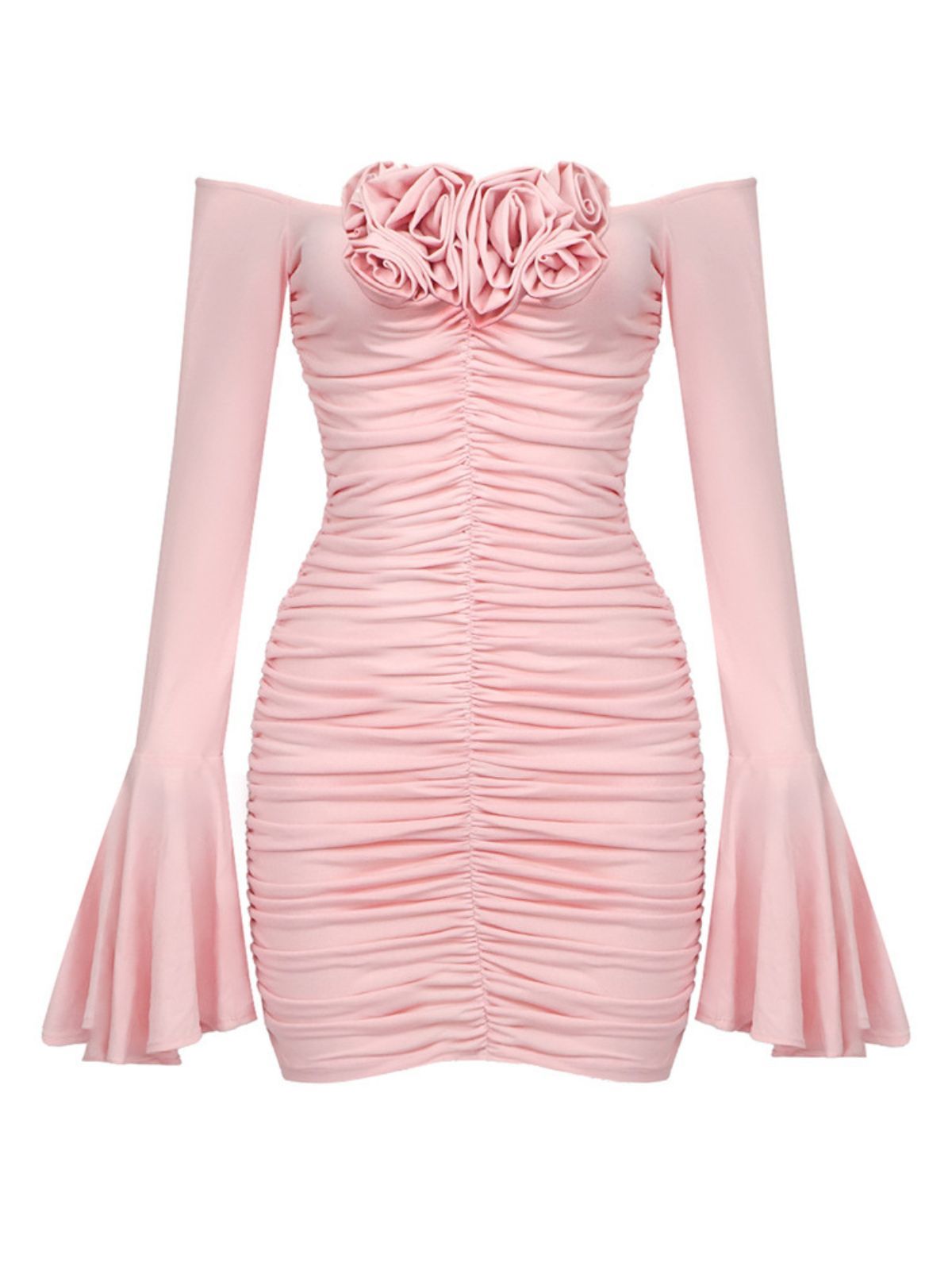 Yara Off Shoulder Rose Ruched Mini Dress sold by Mew Mews product image thumbnail 7