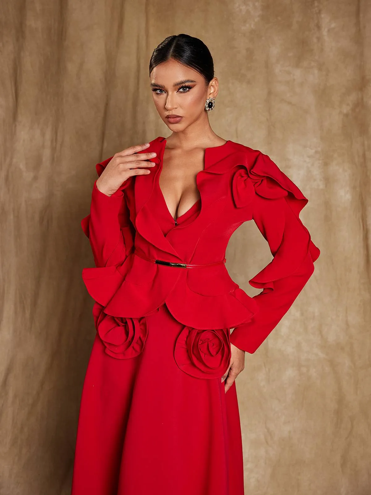 Aoibhe V Neck Bow Ruffle Blazer sold by Mew Mews product image thumbnail 5