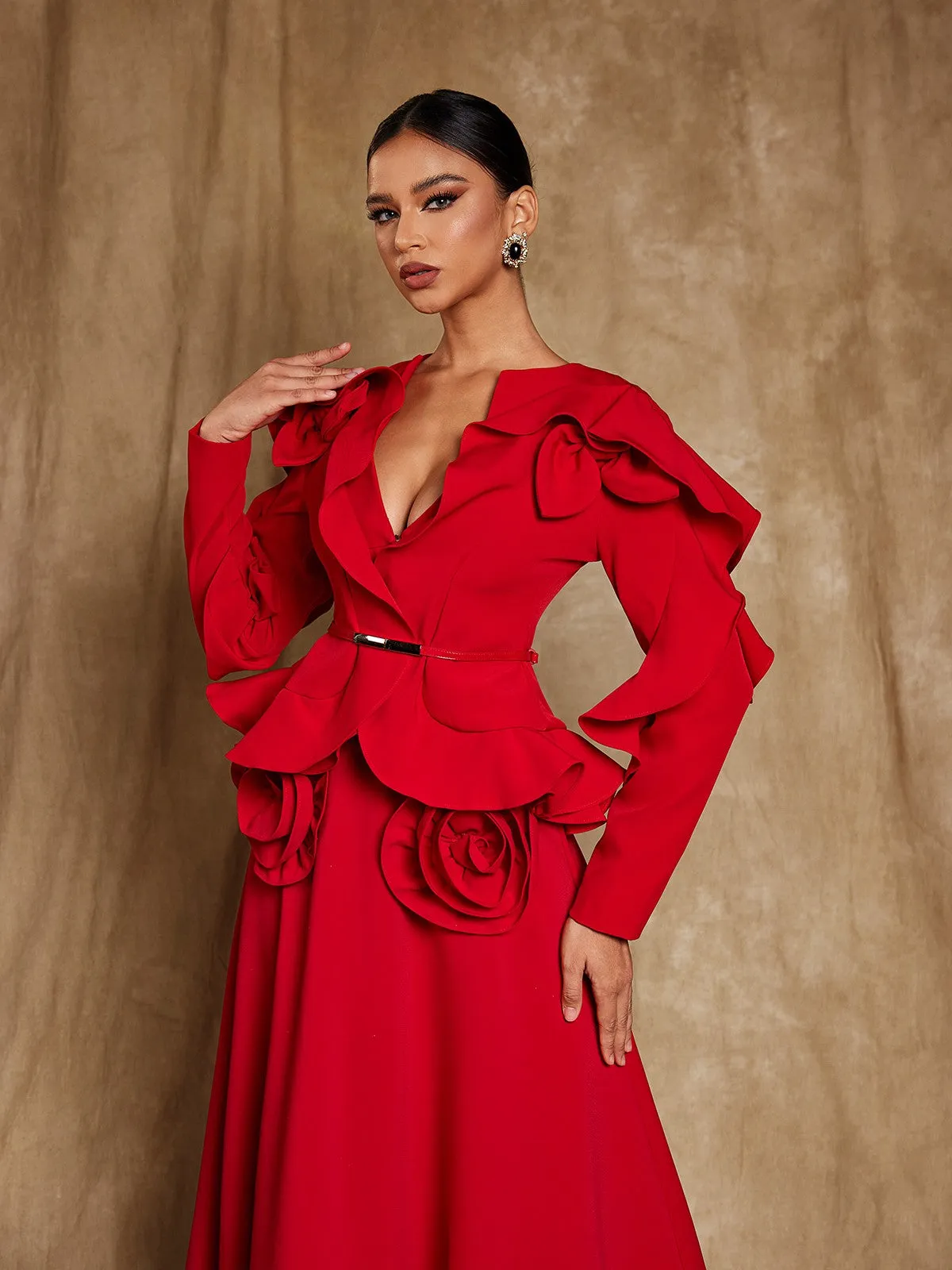 Aoibhe V Neck Bow Ruffle Blazer sold by Mew Mews product image thumbnail 2