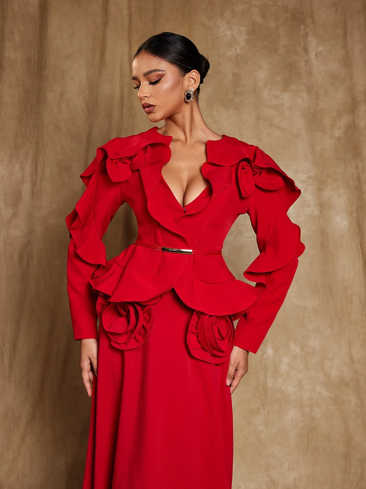 Aoibhe V Neck Bow Ruffle Blazer sold by Mew Mews product image thumbnail 4