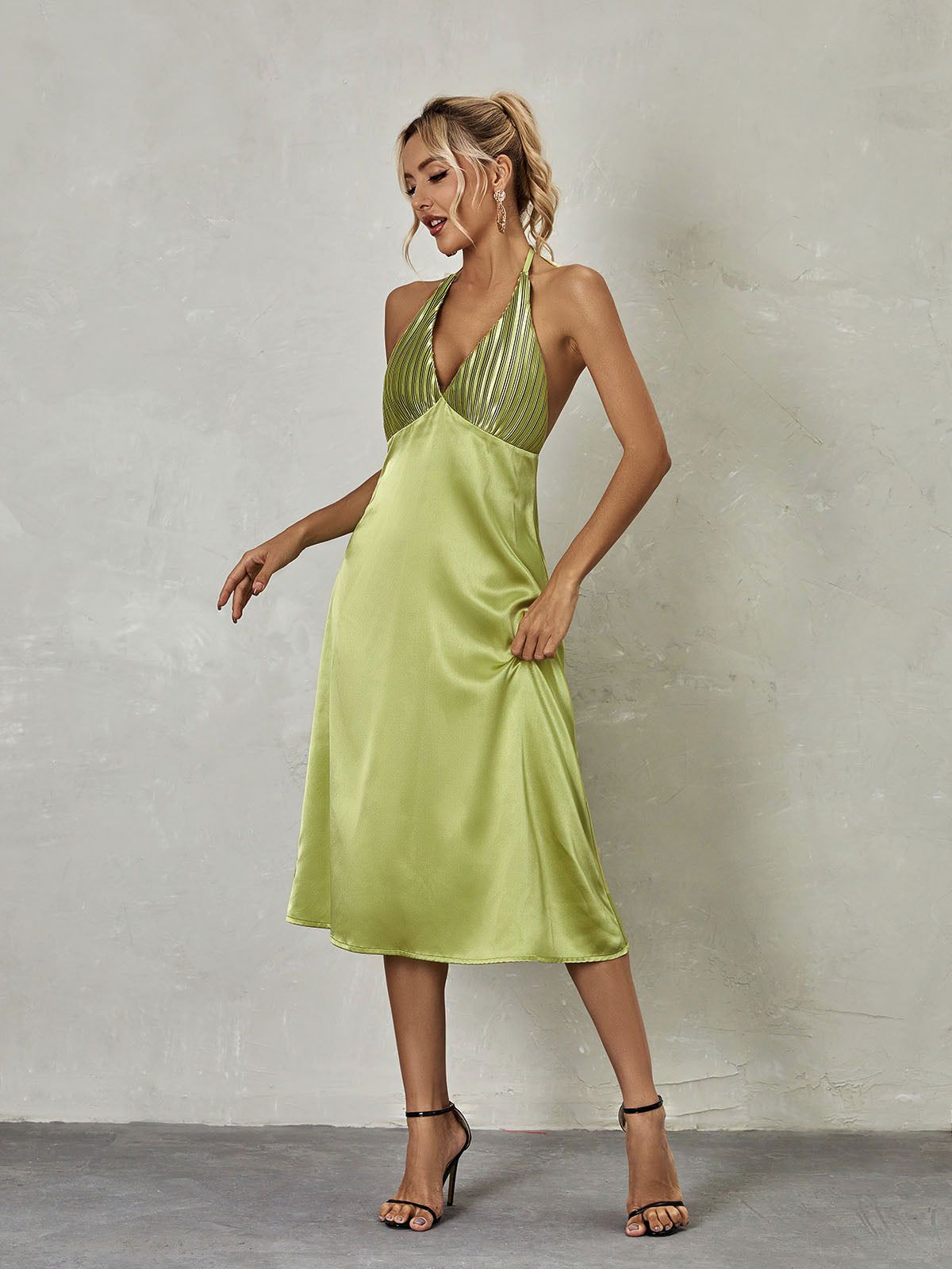 Ishbel Halterneck Satin Midi Dress sold by Mew Mews product image thumbnail 3