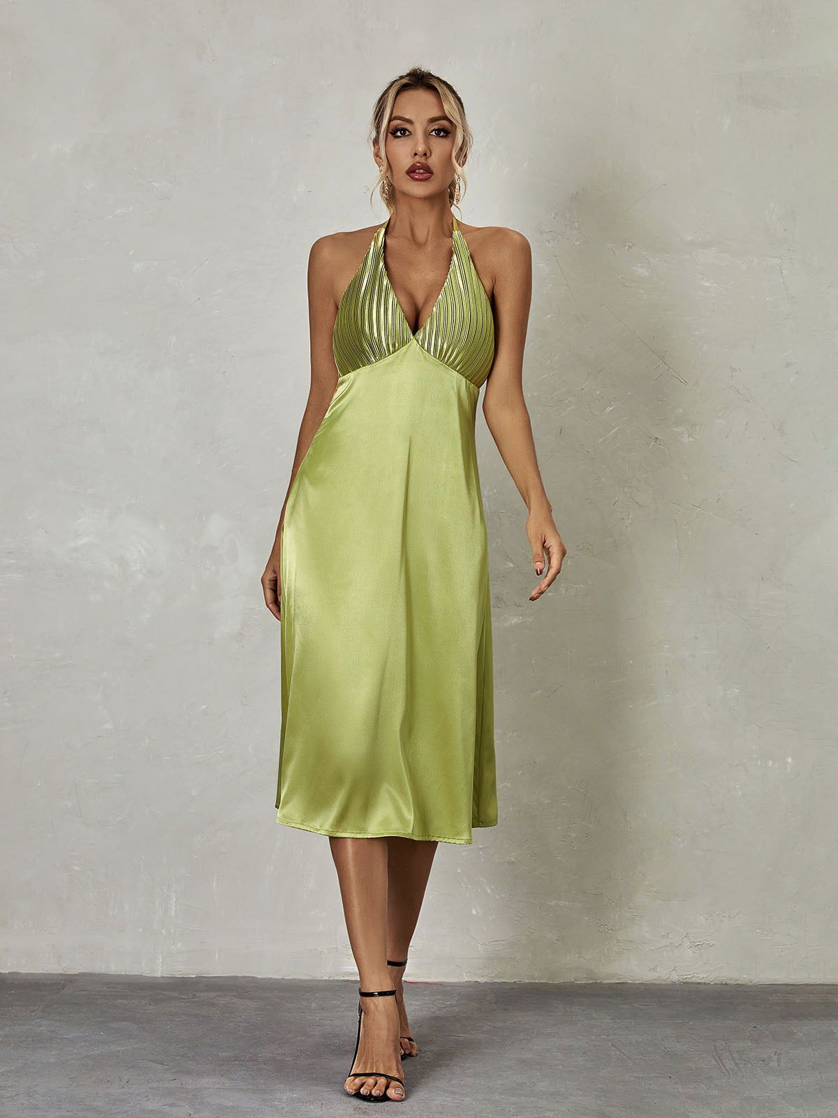 Ishbel Halterneck Satin Midi Dress sold by Mew Mews
