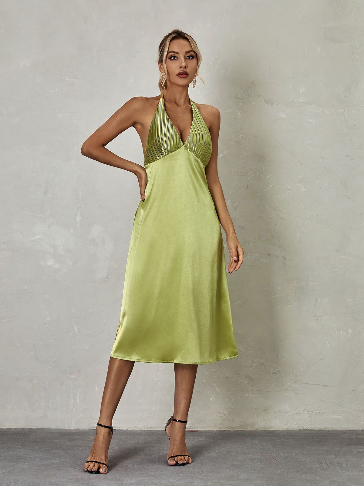 Ishbel Halterneck Satin Midi Dress sold by Mew Mews product image thumbnail 2