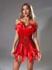 Eleri Strapless Sequin Feather Mini Dress sold by Mew Mews