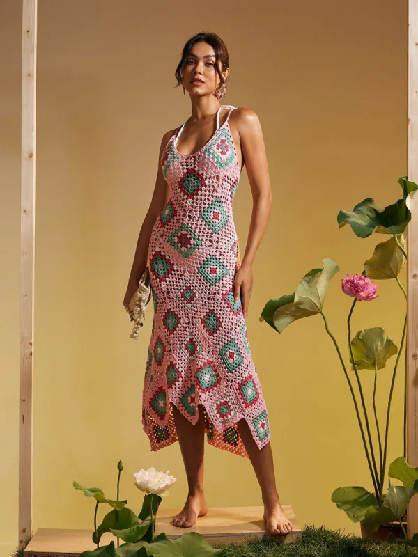 Eliora Open Back Hollow Knitted Midi Dress made by Mew Mews