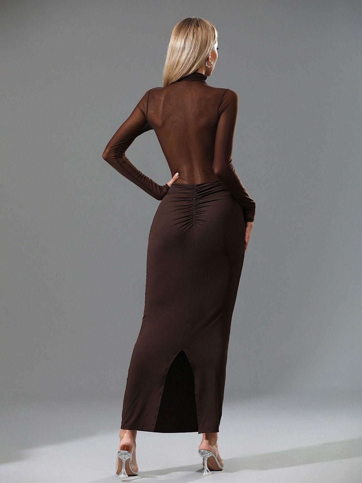 Deia Long Sleeve Mesh Maxi Dress sold by Mew Mews product image thumbnail 6