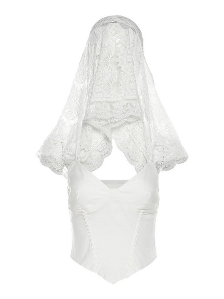 Grover Lace Hooded Crop Top sold by Mew Mews product image thumbnail 6