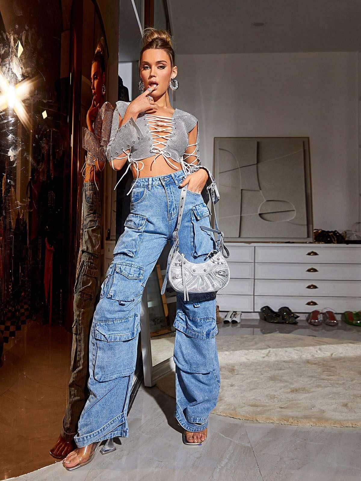 Cinderella Plunge Lace Up Chainmail Top In Silver sold by Mew Mews product image thumbnail 3