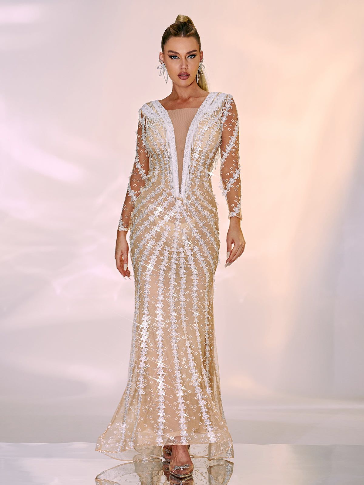 Danica Long Sleeve Embellished Maxi Dress sold by Mew Mews product image thumbnail 4