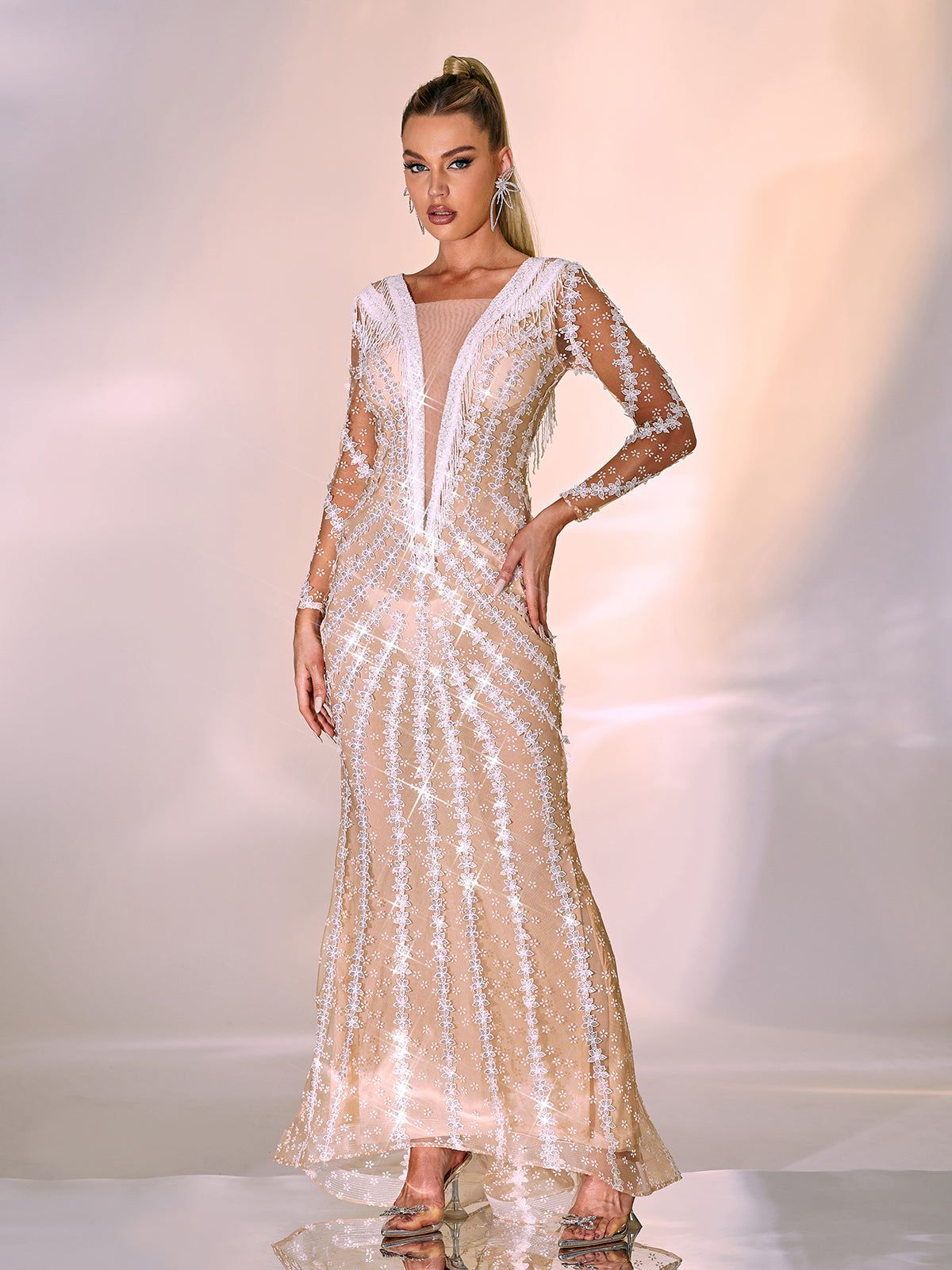 Danica Long Sleeve Embellished Maxi Dress sold by Mew Mews product image thumbnail 5
