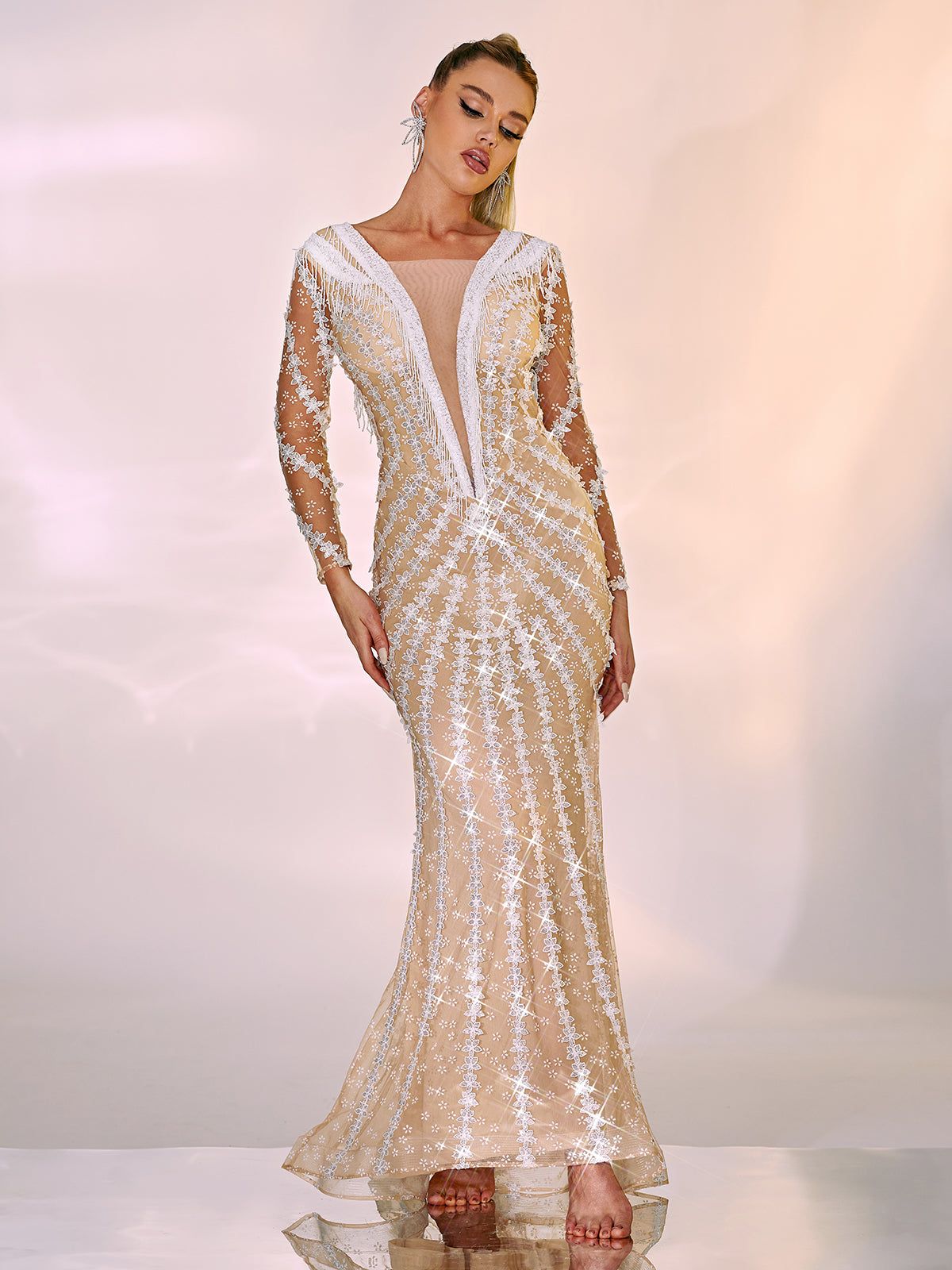 Danica Long Sleeve Embellished Maxi Dress sold by Mew Mews product image thumbnail 6
