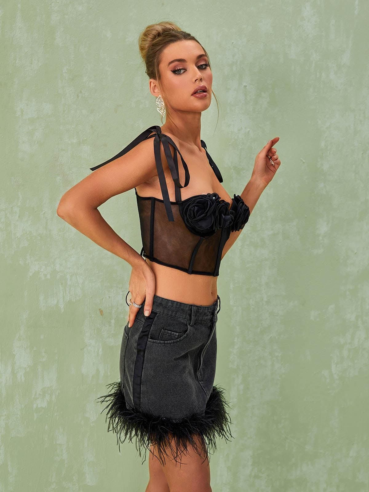 Amoret Rose Corset Top In Black sold by Mew Mews product image thumbnail 5