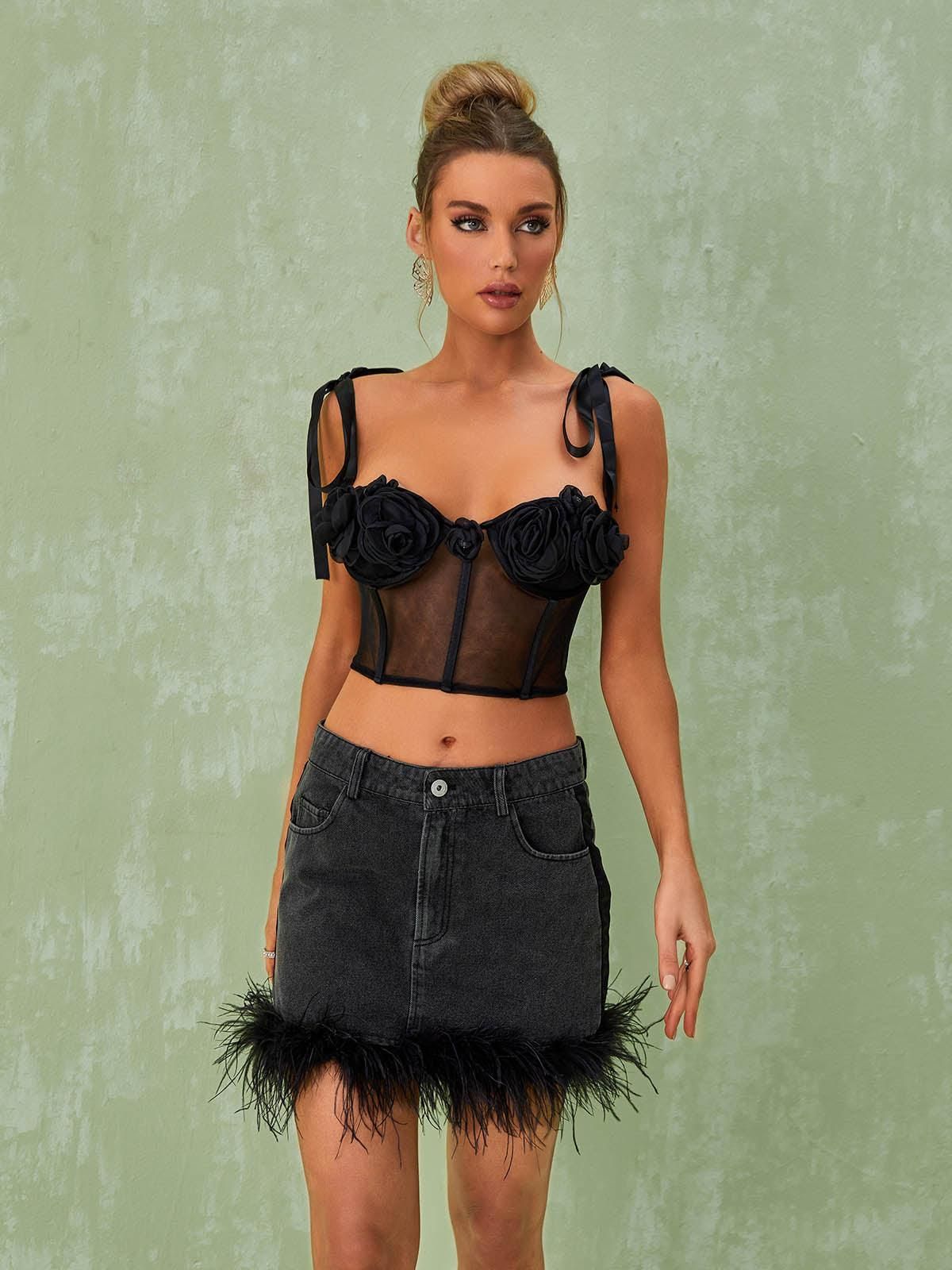 Amoret Rose Corset Top In Black sold by Mew Mews product image thumbnail 3