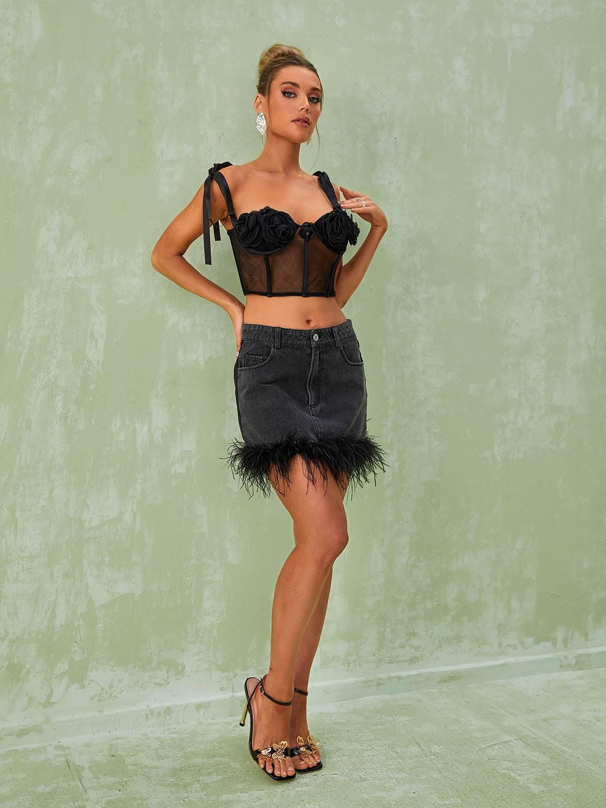 Amoret Rose Corset Top In Black sold by Mew Mews product image thumbnail 2