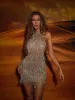 Charlize Crystal Fringe Mini Dress sold by Mew Mews
