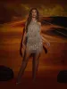 Charlize Crystal Fringe Mini Dress sold by Mew Mews