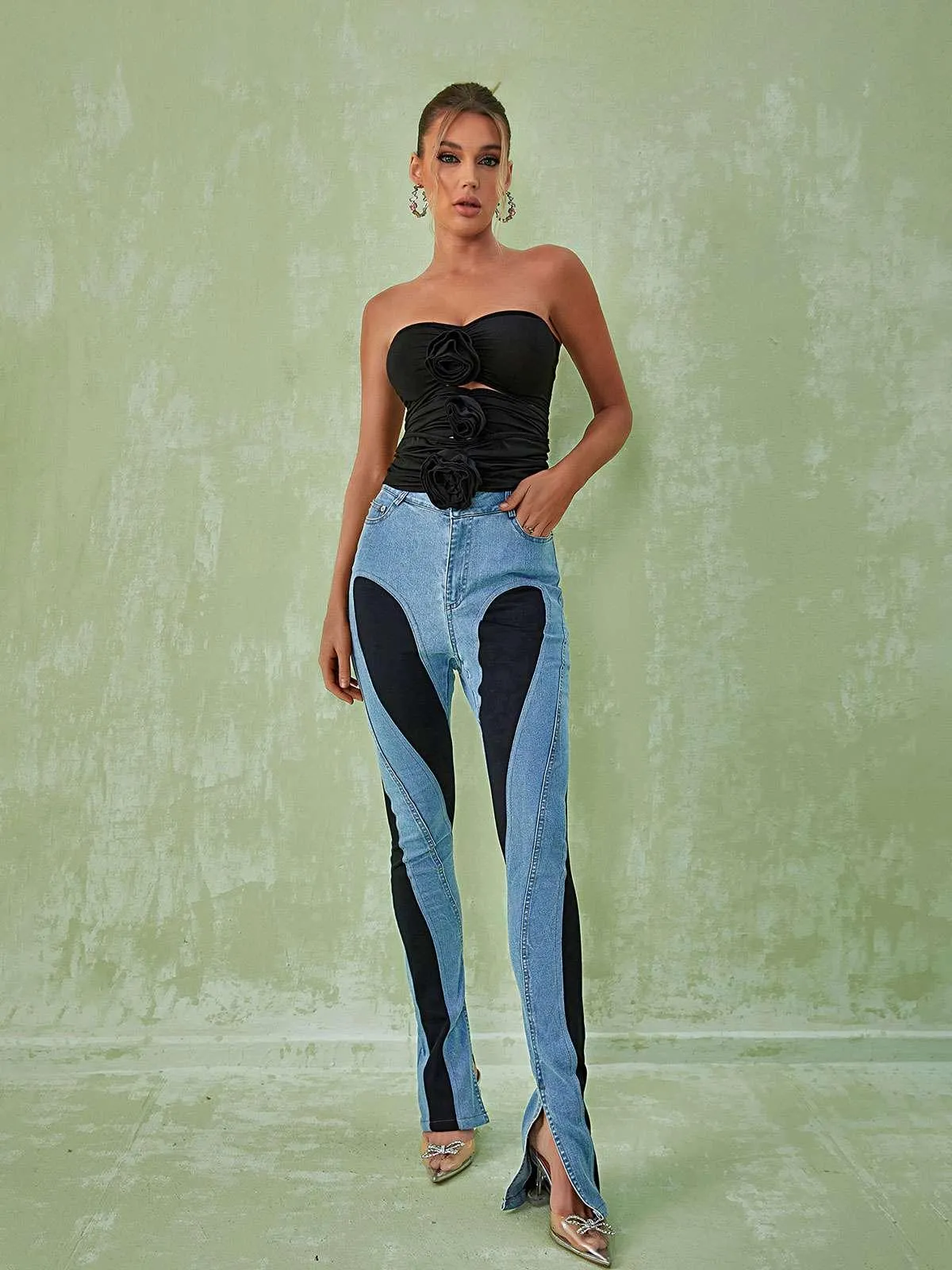 Demetria Flower Cutout Top In Black sold by Mew Mews product image thumbnail 4