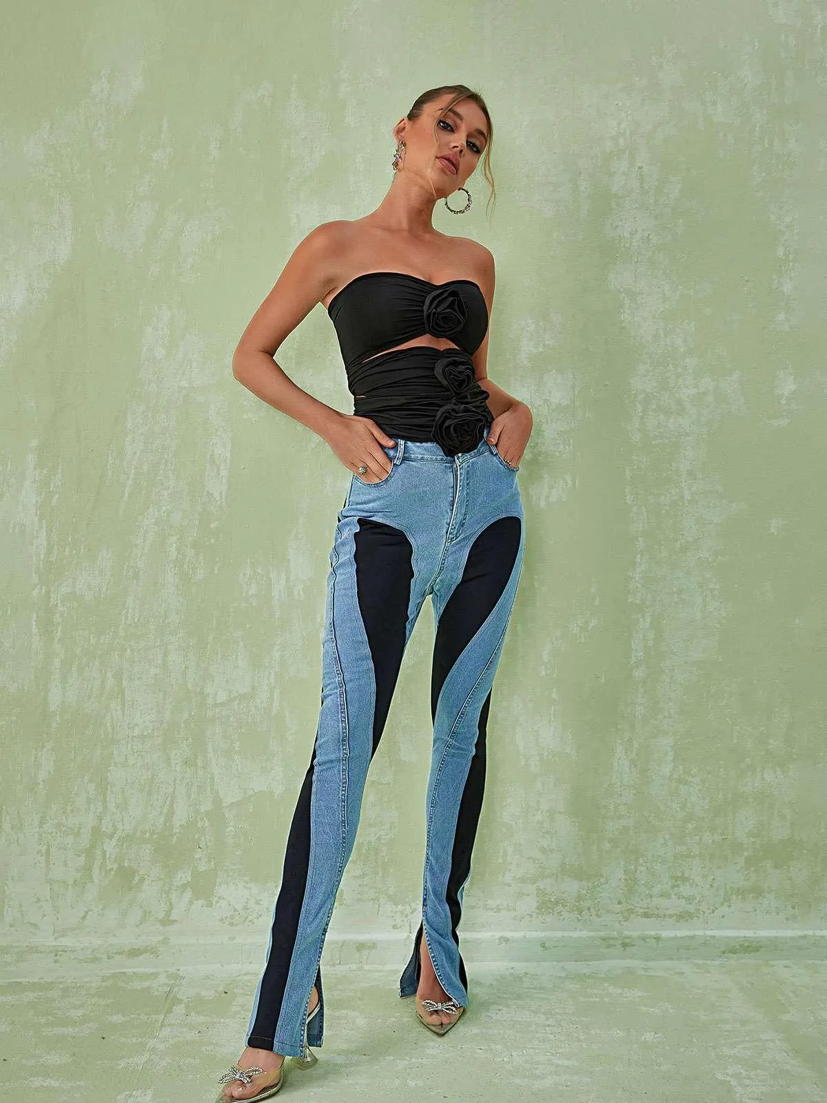 Demetria Flower Cutout Top In Black sold by Mew Mews product image thumbnail 5